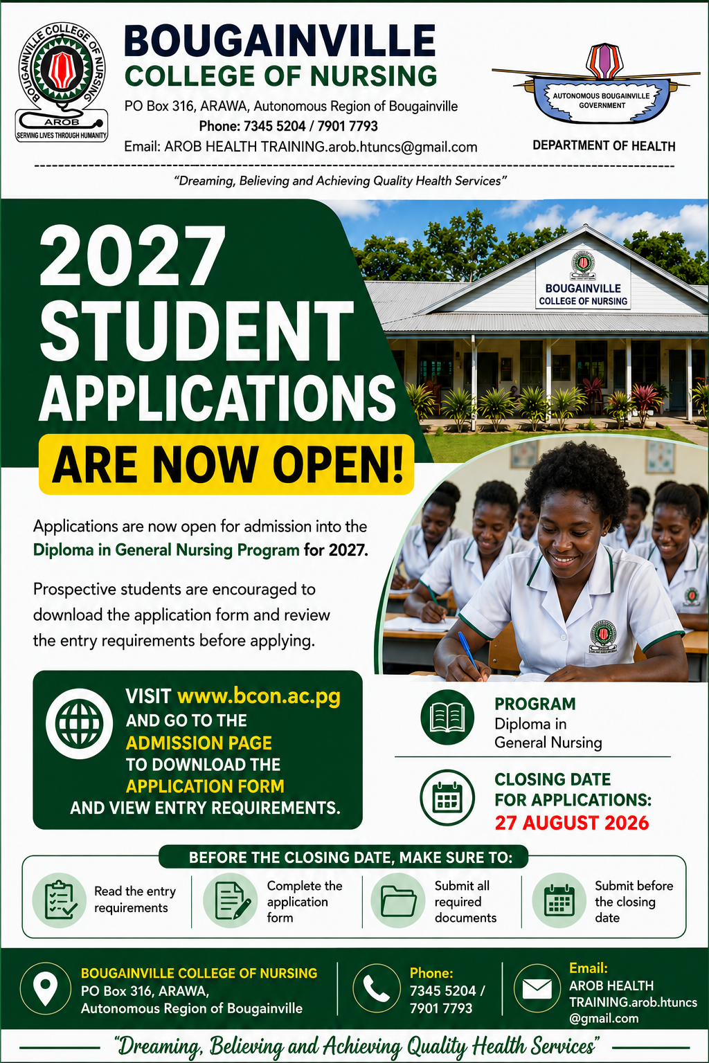 2027 STUDENT APPLICATIONS NOW OPEN